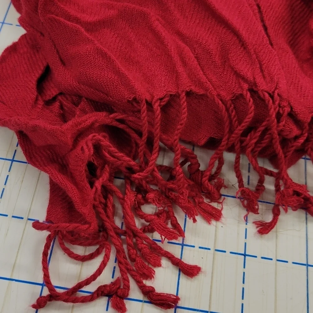 60 x 28 Red Fringe Scarf
